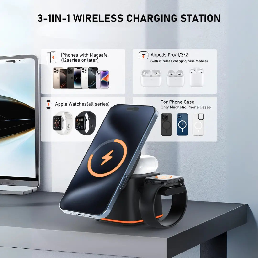 Wireless 3 in 1 Wireless Charging Station